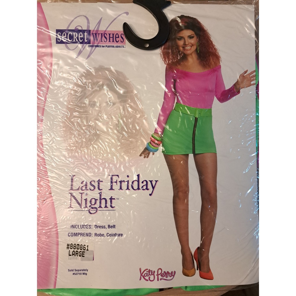 Secret Wishes Katy Perry Last Friday Night Costume Dress Belt Pink Green Large